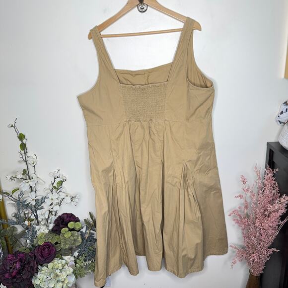 J. CREW Plus Pleated A-Line Chino Dress Khaki Tan Natural Neutral {RR11} - Picture 5 of 8